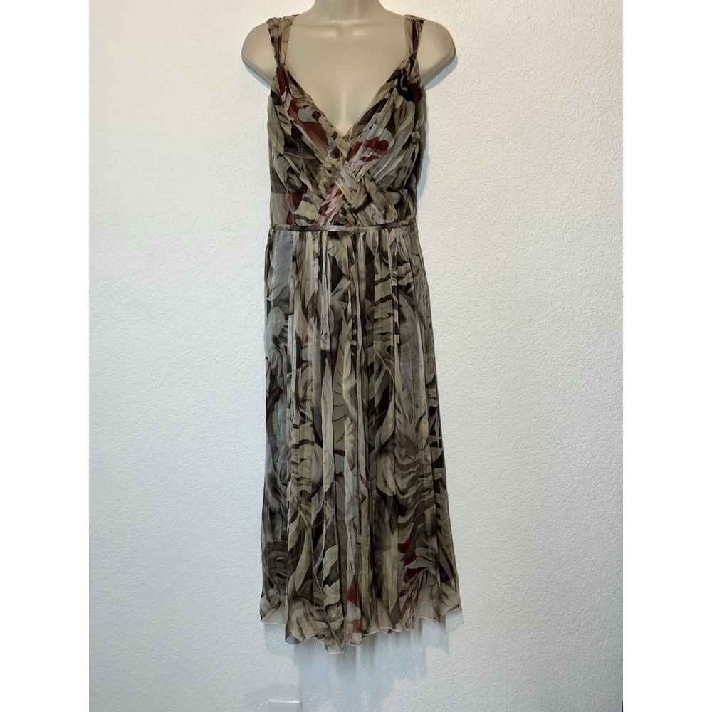 Signature by Robbie Bee Silk Dress Sz 20W Empire Waist Browns Flowy Forest Fairy